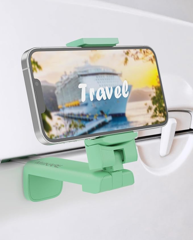 MiiKARE Airplane Phone Holder Mount, Plane Travel Essentials, Green | Universal Hands-free Phone Holer with 360° Rotation for Flying, Accessory Travel Must Haves Phone Stand for Desk, Tray Table by MiiKARE