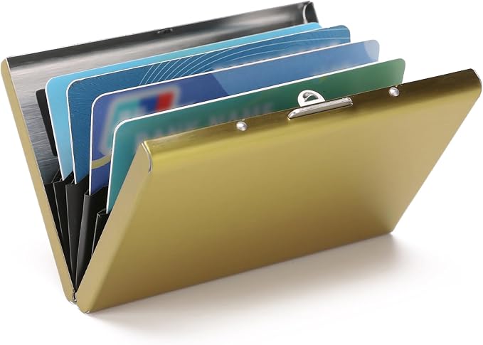 Stainless Steel Credit Card Wallet RFID Blocking Metal Case Pocket Business Card Holder for Women and Men by LOUEBICA