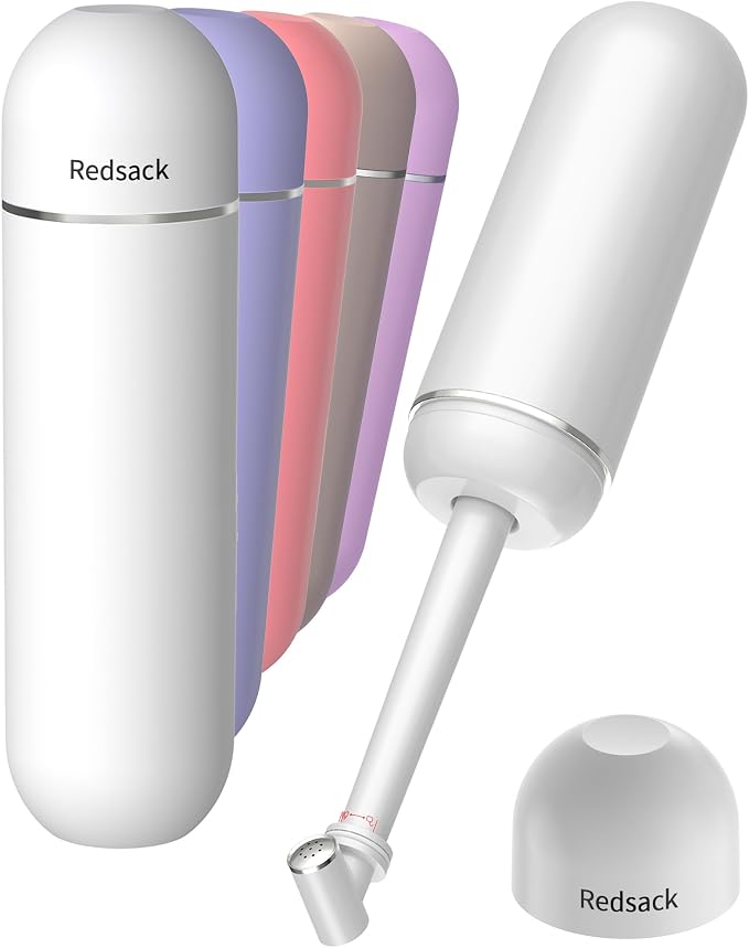 Portable Bidet for Travel & Camping - Manual Squeeze Peri Bottle Handheld | 3 Leak-Proof Seals | BPA-Free | Feminine Hygiene Care Postpartum | Extendable Sprayer with Nozzle for Men&Women-White by Redsack
