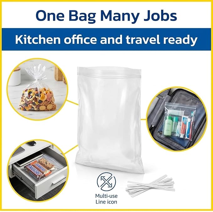 1 Gallon Storage Bags With Twist Ties, 300 Count (4 Packs of 75) | Roomy 11 x 12.5 in baggies for produce, snacks, freezer & pantry; flexible, tear resistant & easy to fill for meal prep - Image 3