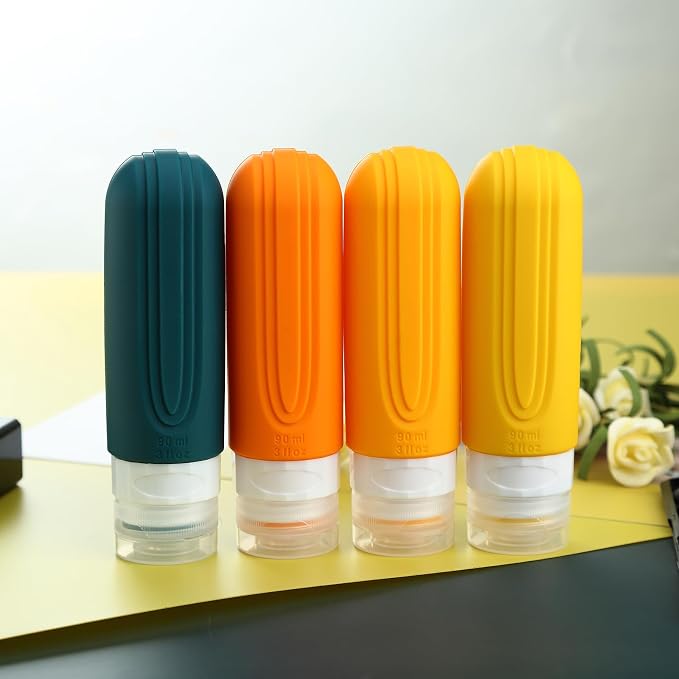 Mrsdry Travel Bottles for Toiletries, Tsa Approved 3oz Travel Size Containers BPA Free Leak Proof Refillable Liquid Silicone Squeezable Travel Accessories for Shampoo Conditioner Lotion (4 Pack) - Image 8