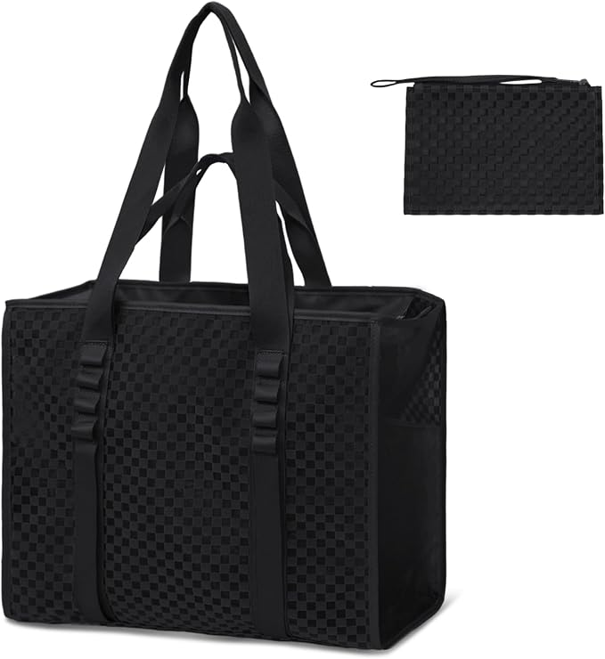 MOMINSIDE Beach Bags for Women Mesh Beach Bag - Large Grocery & Beach Tote Bag with Zipper, 2 Insulated Pocket, Hat & Towel Clips, Foldable Swim Bag Pool bag for Toys, Towels & Vacation Essentials by MOMINSIDE