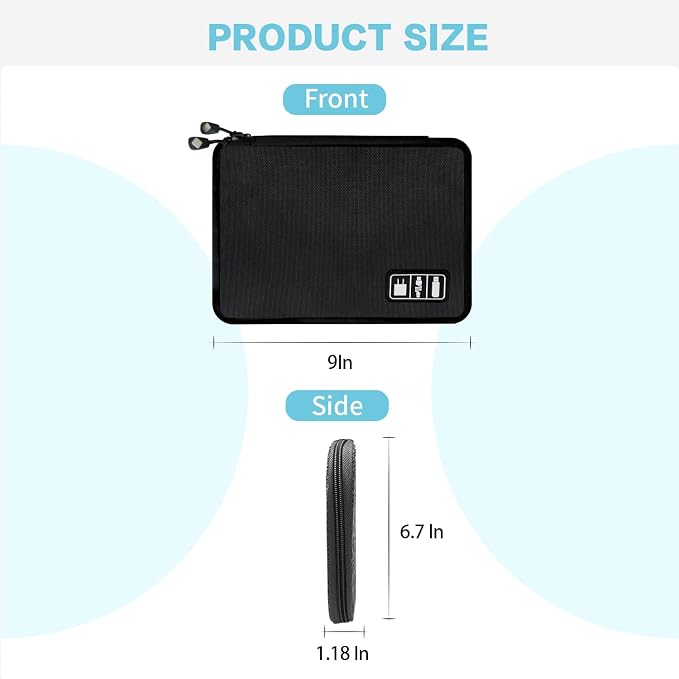 Lcsmaokin Electronics Travel Organizer,Portable Waterproof Electronic Travel Storage Bag for Small Charging Cord Storage,Charger,SD Card etc,for Travel,Business -Black Green - Image 4