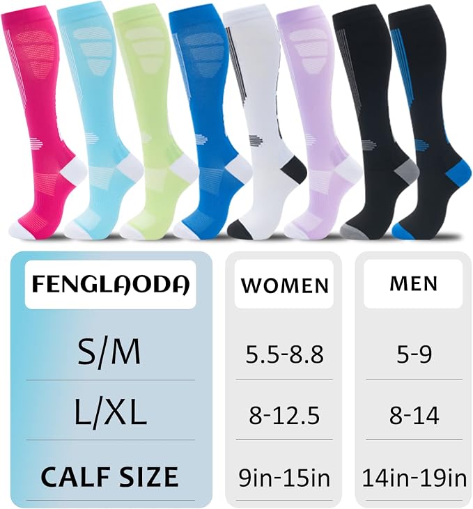 fenglaoda Compression Socks for Women Men 3 Pairs Graduated Compression Support Circulation Socks for Nurses - Image 3