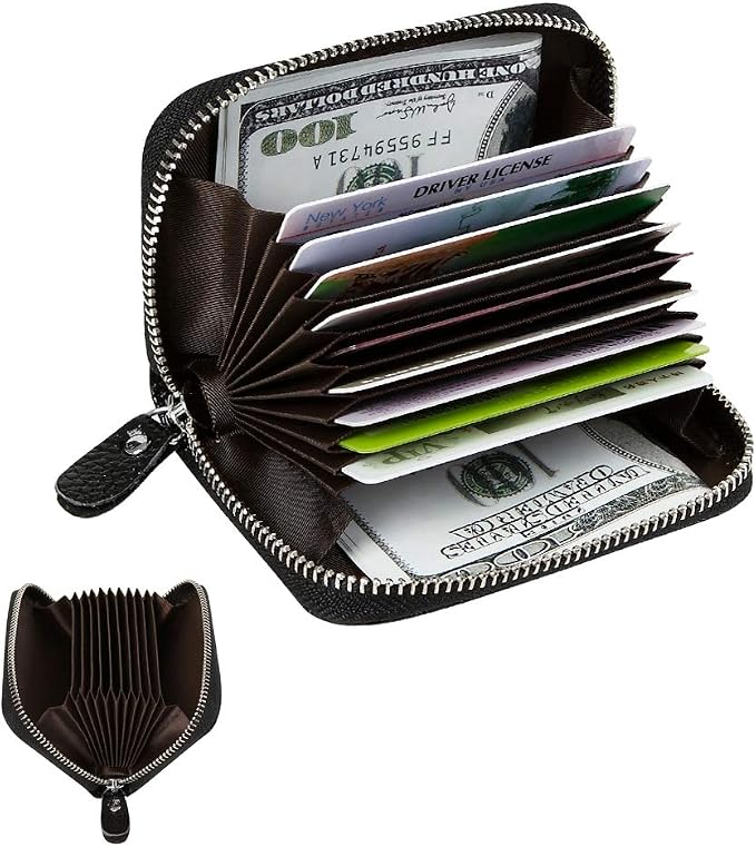 Women's RFID Blocking 12 Slots Credit Card Holder Leather Accordion Wallet - Image 2