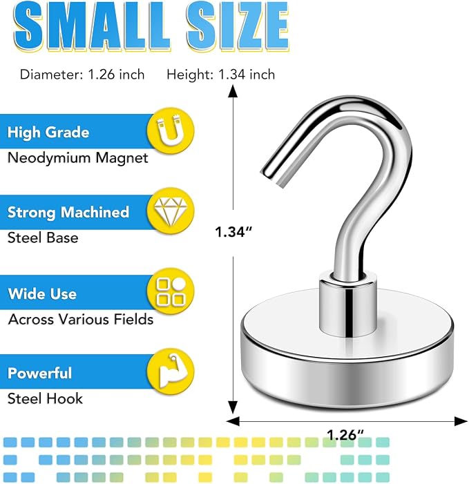 Magnetic Hooks for Cruise Cabins, 120LBS+, 12 Pack, Silver | Cruise Essentials 2026, Heavy Duty Magnets Hooks for Refrigerator, Storage, Grill, Hanging and Kitchen - Image 2