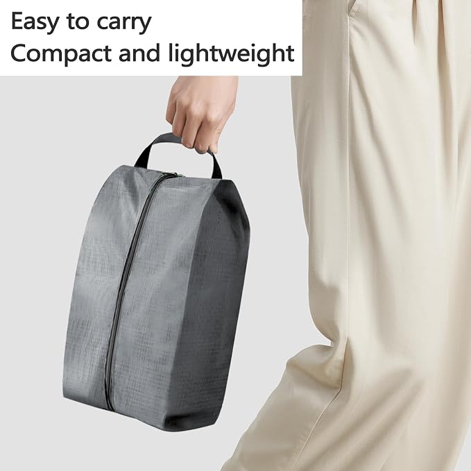 ASTIMESA 9 Pieces Waterproof Shoe Bag, 3 Different Sizes Zippered Travel Shoe Bags with Handle, Portable Shoe Packing Cubes Cases for Women Men Organizer Gym Travelling Suitcase (Gray) - Image 4