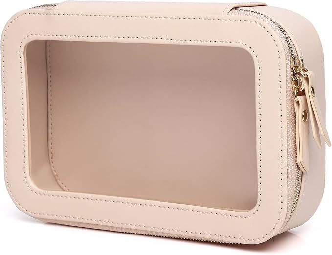 Pinkmik Clear Makeup Bag Transparent Travel Case for Cosmetics and Toiletries Women's Clear Car Bag with Zipper (Pink, Small) by Pinkmik