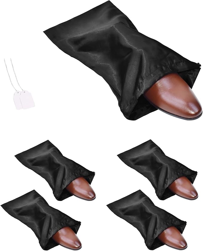 GONGKANGYUAN 4 Pack Shoe Bags for Travel Satin Fabric Shoe Bag with Drawstring for Men Women Travel Protecting Storing Shoes by GONGKANGYUAN