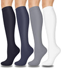 Aoliks Compression Socks for Women and Men 4 Pairs, Mild Support | Long Knee High Stockings for Nurses Running Travel Flying Pregnancy Athletic 15-20 mmHg by Aoliks