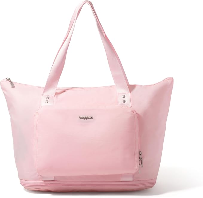 Baggallini Carryall Expandable Lightweight Travel Tote 22" Packable Folding Compact Nylon Washable Weekender w/Luggage Sleeve by baggallini