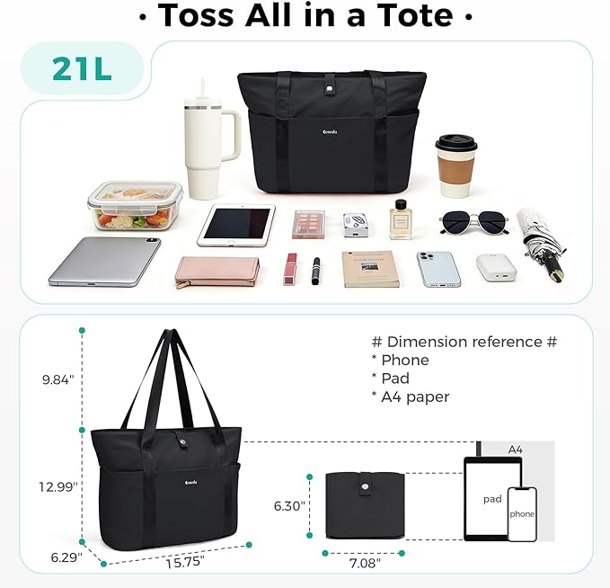 Ceneda Foldable Tote Bag for Women, Lightweight Work Bag with Dual Inner Cup Holders, Daily Handbag for Travel, Gym, Grocery | 40oz Tumbler Holder - Image 4