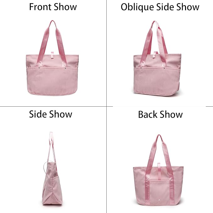 Corduroy Tote Bag Womens Foldable Purses and Handbags for Work Travel - Image 3