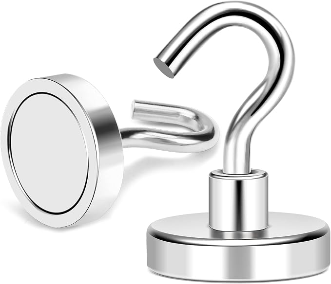 Magnetic Hooks 85Lbs+ Heavy Duty Magnet Hook for Cruise Cabins | Super Neodymium Hanging Hooks Strong Magnets with Hook for Fridge Magnetic Hanger for Grill Toolbox Storage 4 Pack - Image 6