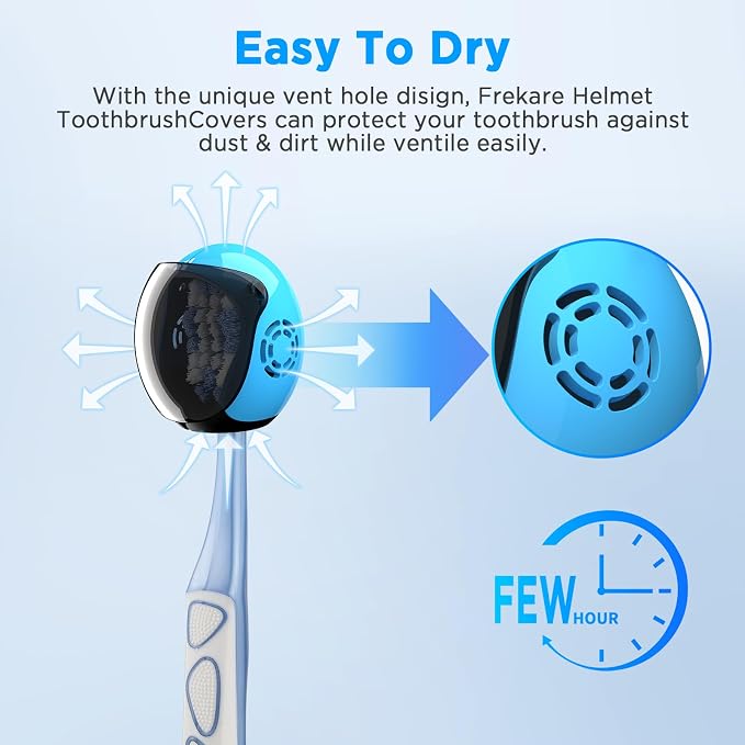 Frekare Toothbrush Covers Caps Brush Pod Case Protector For Travel 4 pack | Helemt Style Toothbrush Case Protector Fits Most Manual and Electric Tooth Brushes For Bathrooms Household - Image 3