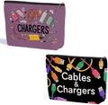 2Pcs Cables Chargers Makeup Bag Travel Essentials Cosmetic Bags for Women | Organizer Portable Pouch Purse Roomy Travel Makeup Toiletries Accessories, Birthday Gifts for Women by ZHAMEN