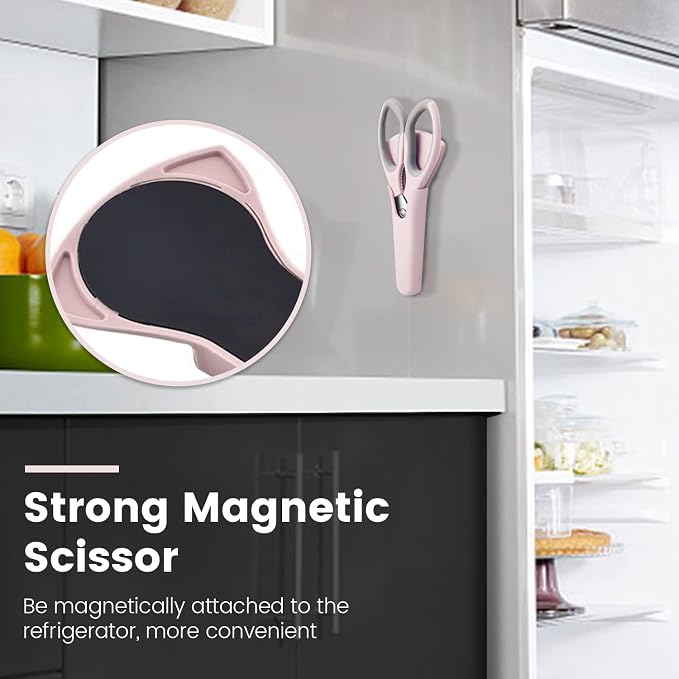 3 Pack Sharp Kitchen Scissors Set with Magnetic Holder | Stainless Steel Blade, Ergonomic Non-Slip Handle, Heavy Duty, Food/Meat Scissors for Home, Kitchen and Picnic, All Purpose - Image 3
