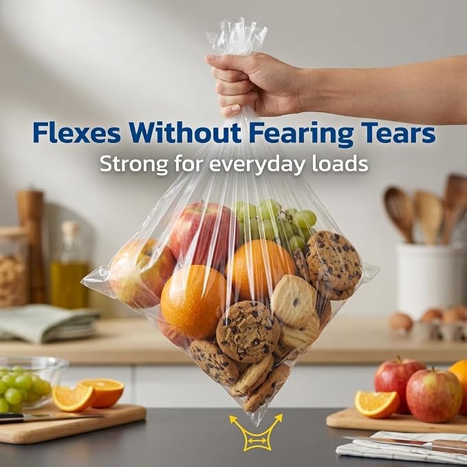 1 Gallon Storage Bags With Twist Ties, 300 Count (4 Packs of 75) | Roomy 11 x 12.5 in baggies for produce, snacks, freezer & pantry; flexible, tear resistant & easy to fill for meal prep - Image 2