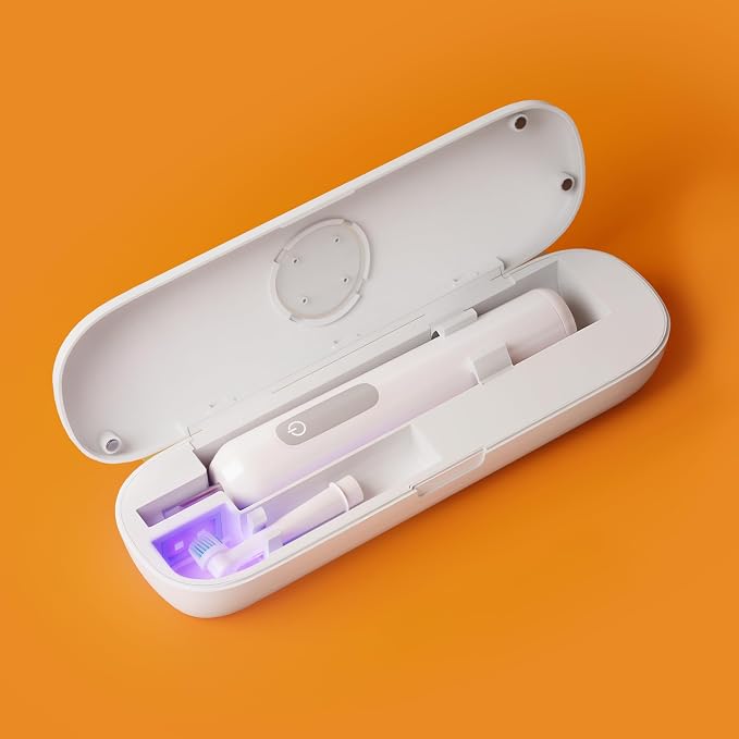 iHave Toothbrush Sanitizer for Electric Toothbrushes, Portable UV Toothbrush Travel Case with Auto-Cycle Disinfection & 100-Day Standby for Travel, Vacation & Camping, USB Rechargeable, 2000mAh, White by ihave