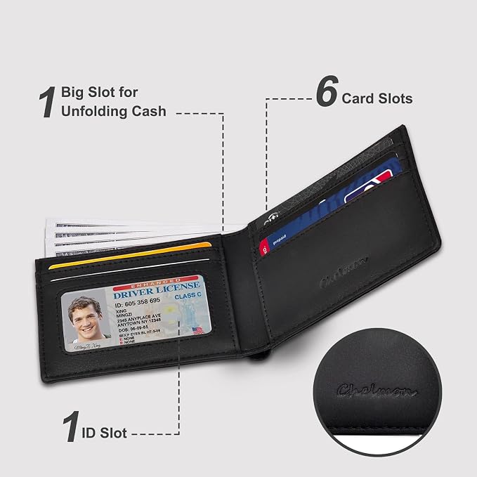 Chelmon Slim Wallet for Men ID Window with RFID Blocking Front Pocket Minimalist Bifold Bussiness Card Holder Gift for Men - Image 2