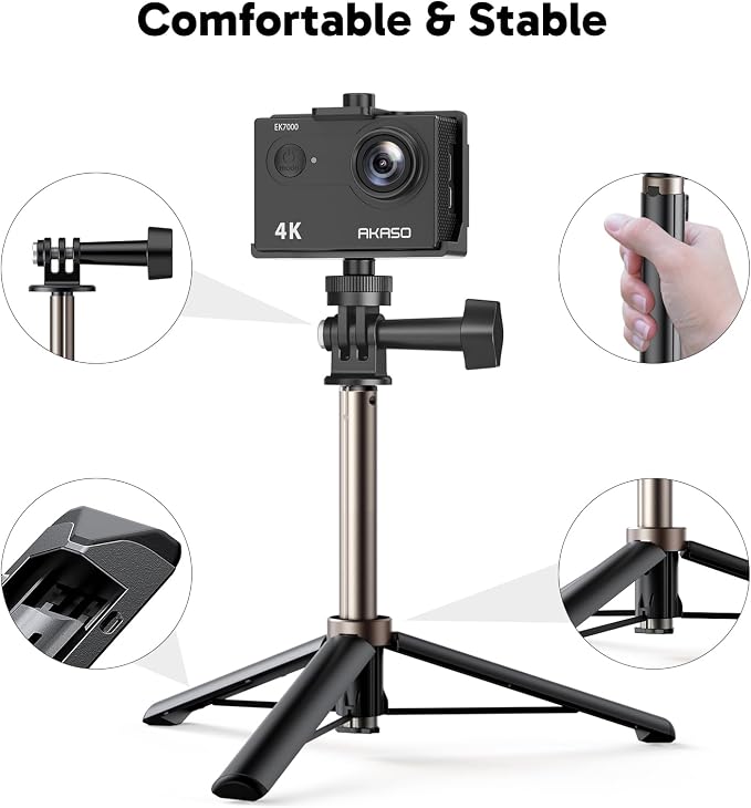 AKASO EK7000 4K30fps Action Camera with Mini Selfie Stick Tripod and Carrying Case Bundle EIS 131ft Waterproof Camera 4X Zoom Remote Control 20 MP Underwater Camera - Image 4