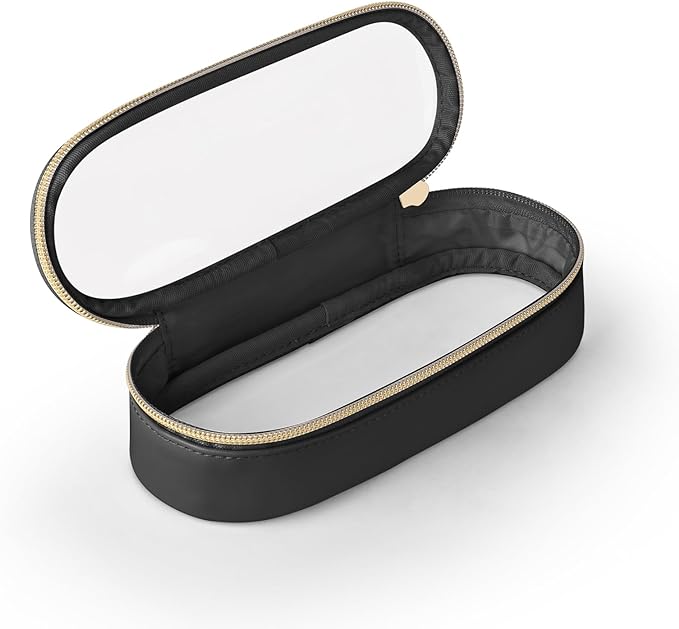 Soimeat Clear Travel Makeup Brush Holder, Leather Makeup Brush Toiletry Bag, Portable Cosmetic Brush Case, Transparent Waterproof Makeup Brush Storage Bag, Black by Soimeat