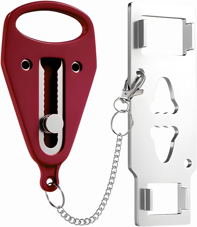 Portable Door Lock for Travel – Hotel Door Locks for Travelers Security – Door Safety Lock from Inside for Home & Apartment – Travel Locks for Hotel Rooms – (Red) by PocketLock