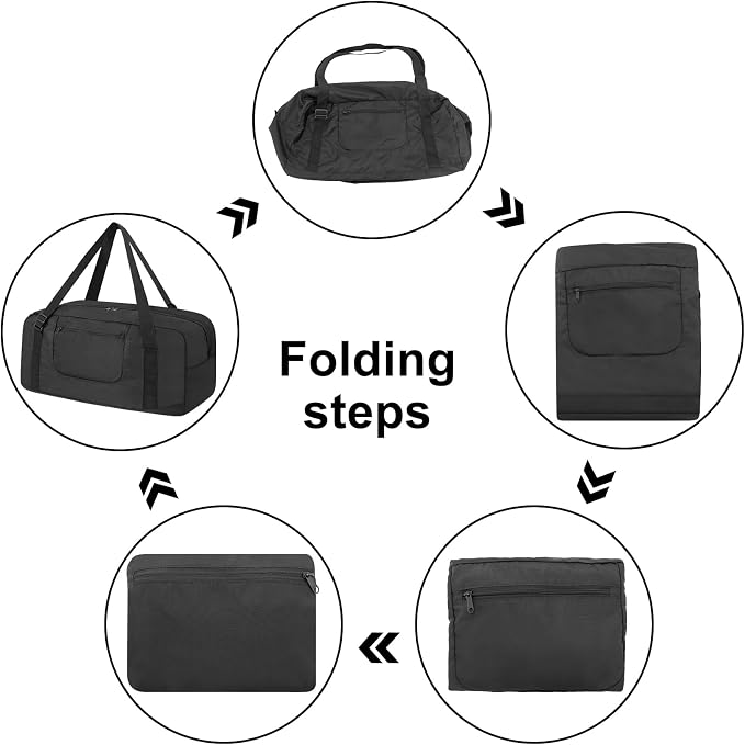 HOLYLUCK Foldable Travel Duffel Bag Luggage Great for Gym - Large Black - Image 4