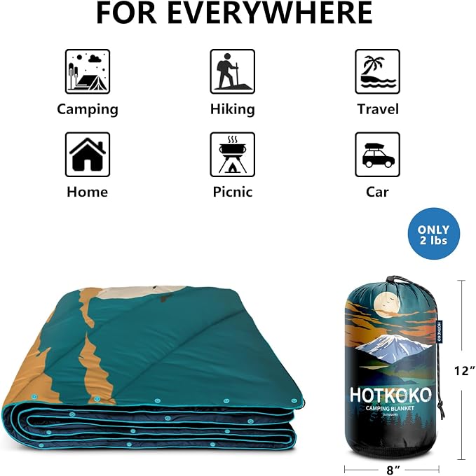 Puffy Camping Blanket,Large Camp Blanket Outdoor Camping Quilt Waterproof | Lightweight Printed Warm Packable Down Alternative Blanket for Camping,Traveling, Stadium, Hiking, Picnics - Image 7