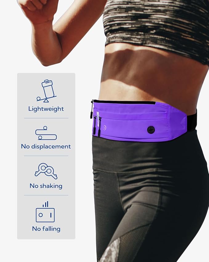 WATERFLY Running Belt Fanny Pack:Phone Holder Belt for Men Women | Lightweight, Soft and breathable fabric,SBS zipper, adjustable waist belt, Zero bounce, Suitable for running workout Fitness - Image 2