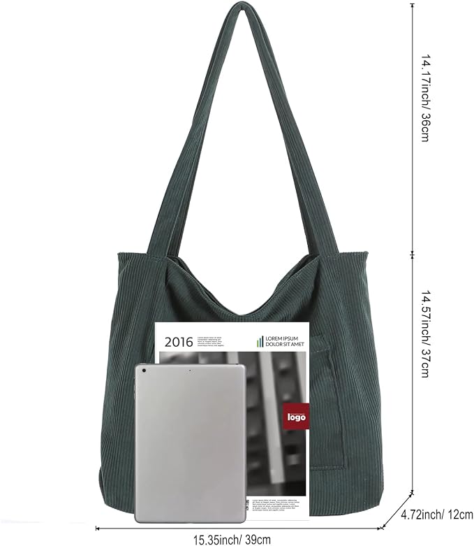 WantGor Women Corduroy Tote Bag, Large Shoulder Hobo Bags Casual Handbags | Big Capacity Shopping Work Bag - Image 6