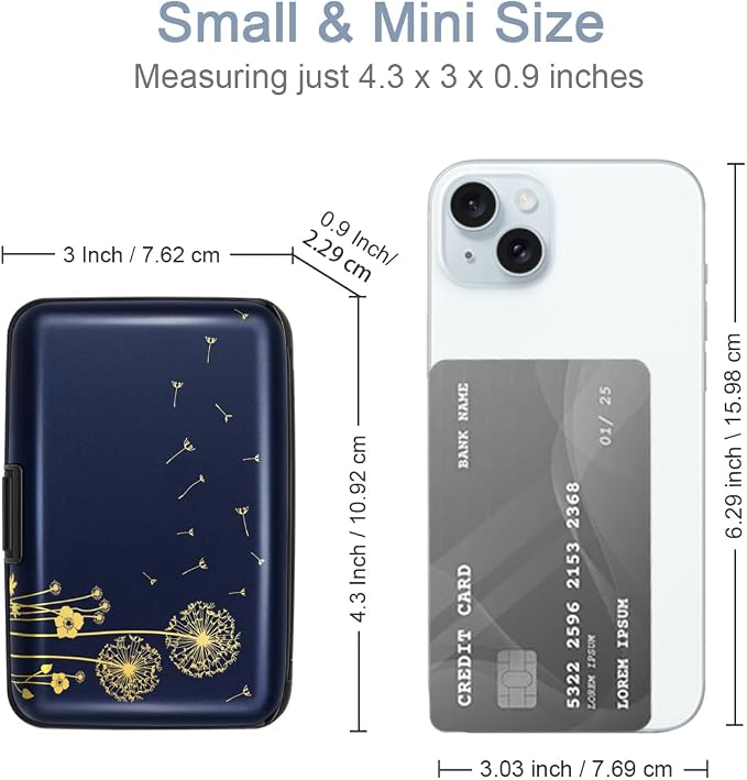 Coco Rossi Credit Card Holder RFID Aluminum Small Mini Wallet Women | Metal Wallet, Business Cards Holder, ID Case, Slim Sleeves, Womens Girls Gift, Carry Proof Wallets for Travel, Dandelion - Image 5