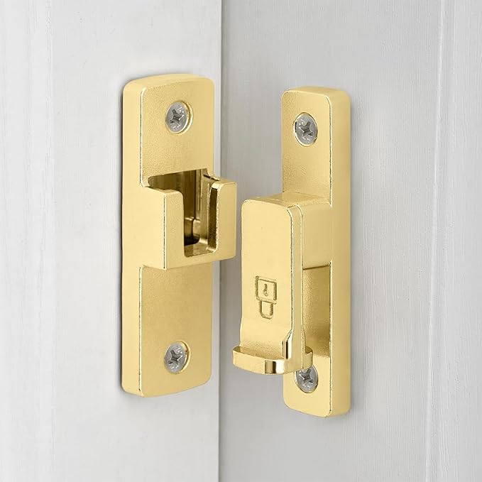 2 Packs Gold 90 Degree Barn Door Lock ，Right Angle Door Lock Latch | Zinc Alloy Flip Gate Latches,for bedroom,garage,balcony,barn,sliding door,bathroom,window,cabinet,drawer,pet enclosures - Image 4