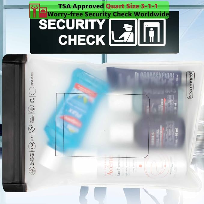 4 Pack TSA Approved Toiletry Bag Leak Proof Zipper Free, TSA Toiletry Bag Clear Quart Size for Travel Carry-on (2 Small and 2 Large Size) - Image 3