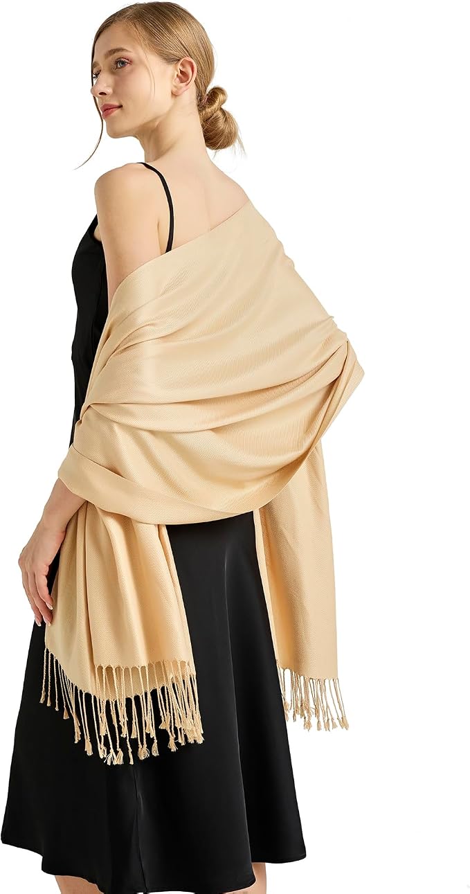 Soft Silky Pashmina Shawl Wraps Solid Colors Scarf for Wedding Evening Dresses - Image 7