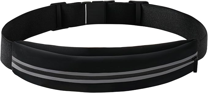 Slim Running Belt for Women and Men, Waterproof Phone Holder for Running, Reflective Waist Pack for Storing Runner’s Essentials Safely, Runner’s Fanny Pack, Money Belt Fits Most Phones (Light Black) - Image 8