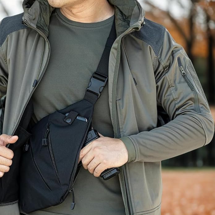 Anti-Theft Sling Bag Right Hand Cross Body Chest Bag Secure Zippers - Image 7