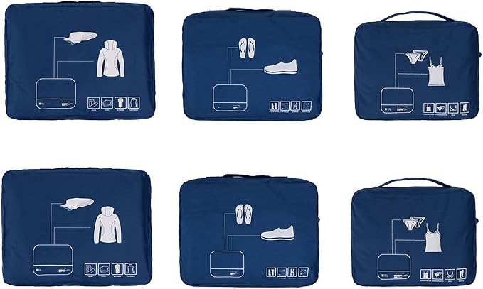 Packing Cubes Set Travel Luggage Organizers Suitcase Lightweight Accessories Navy Blue - Image 3