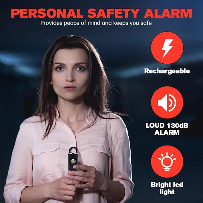 Rechargeable Personal Safety Alarm -130dB Keychain with SOS Flashing Light, Lightweight28g,500+ Days Standby, Loud Alert for Girls, Children, Elderly (Blue) - Image 5