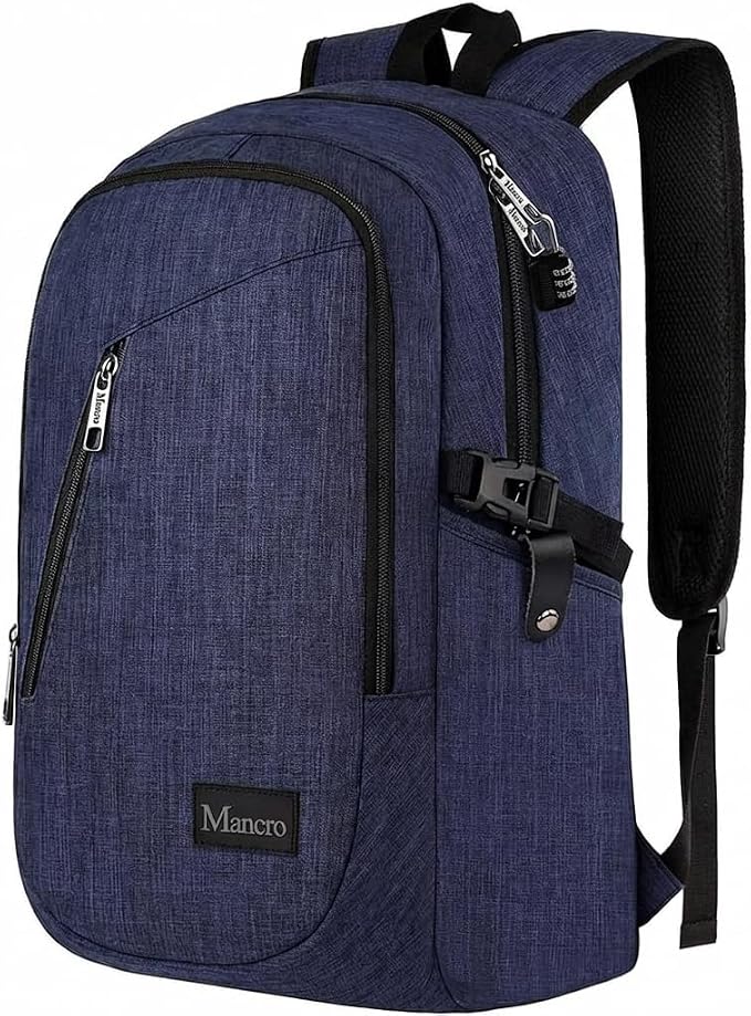 Mancro 17.3 Inch Business Laptop Backpack for Travel Anti-Theft Backpack | Water Resistant Work Daypack with Lock, Travel Computer Bag with Laptop Compartment for Men Women by Mancro