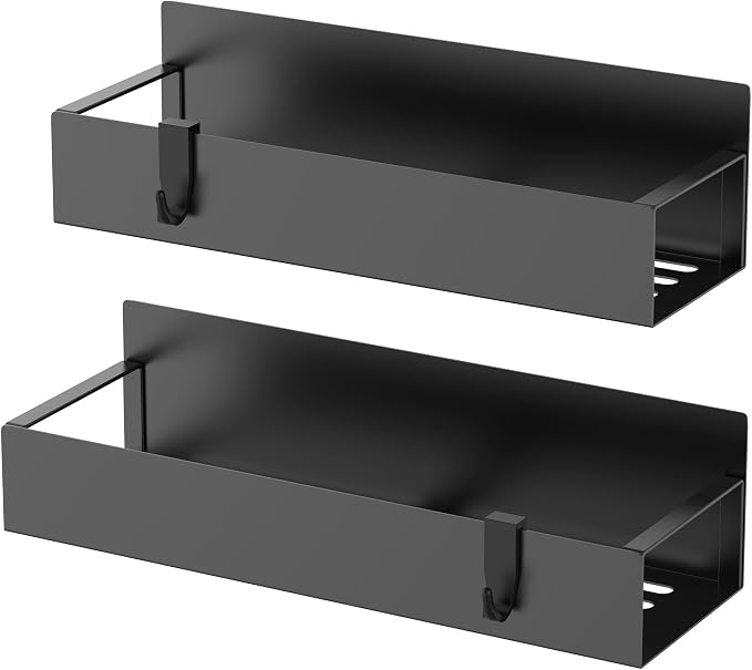 2 Pack Magnetic Spice Rack for Refrigerator Jet Black | Magnetic Cup Holder for Fridge, Magnetic Fridge Shelf with Hooks, Kids Sippy Cup Holder Kitchen by Unknown