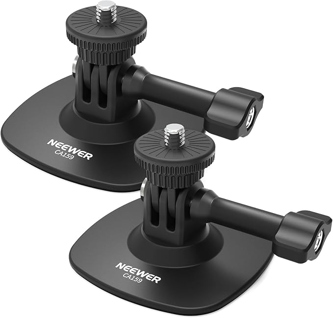 NEEWER Adhesive Mount 2 Pack Compatible with Insta 360 GoPro DJI AKASO Action Camera, 180° Flexible Car Helmet Holder Base Adapter for POV Video Recording Live Streaming, for 1/4" Accessories, CA159 by Neewer