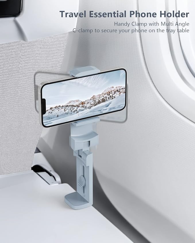 MiiKARE 2PCS Airplane Phone Holder, Plane Travel Essentials, Purple & Blue | Universal Hands-free Phone Holer with 360° Rotation for Flying, Accessory Travel Must Haves Phone Stand for Desk, Tray Table - Image 5