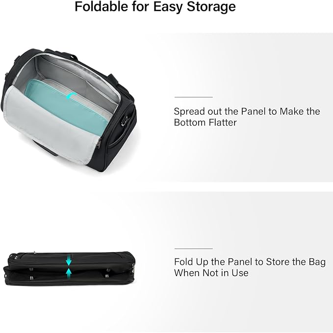 Hanke Small Underseat Carry On Luggage Bags for Travel with 10 Pockets. | Airline Approved Foldable Personal Bag w/ Luggage Sleeve; Tote Duffle & Bento Bag, Flight Attendant Weekender for Men & Women - Image 8
