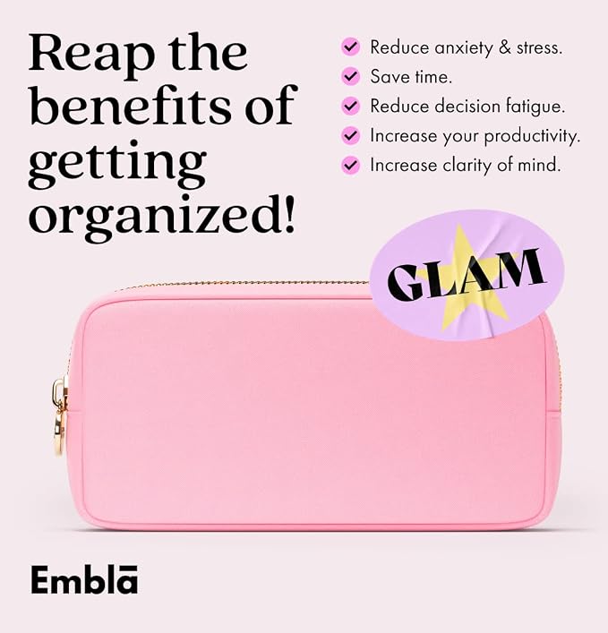 Embla Makeup Bag Travel Cosmetics Pouch and Toiletry Bag, Nylon Zipper Pouch Purse, Cute Make Up Organizer Storage Tote for Women Girls, Travel Skincare Case, Small Makeup Bags, Flamingo Pink - Image 5