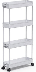 SPACEKEEPER Slim Rolling Storage Cart 4 Tier Bathroom Organizer Mobile Shelving Unit Storage Rolling Utility Cart Tower Rack for Kitchen Bathroom Laundry Narrow Places, Gray | Narrow Rolling Cart with Wheels for Kitchen Office Bathroom Laundry Room,Mob... by SPACEKEEPER