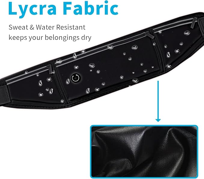 Slim Running Belt for Women Men,Runners Fanny Pack Phone Holder,Money Belt,Running Gear Accessories,with 3 Pockets(Black) - Image 4