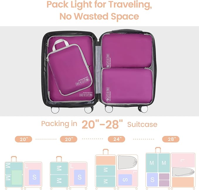 Cambond Compression Packing Cubes for Travel - Luggage Suitcase Organizer | Compression Zip Design for Space-saving, Expandable, Lightweight, Keep Clothes Sorted, Luggage Space Tidy, Carry on Pack Fast - Image 7