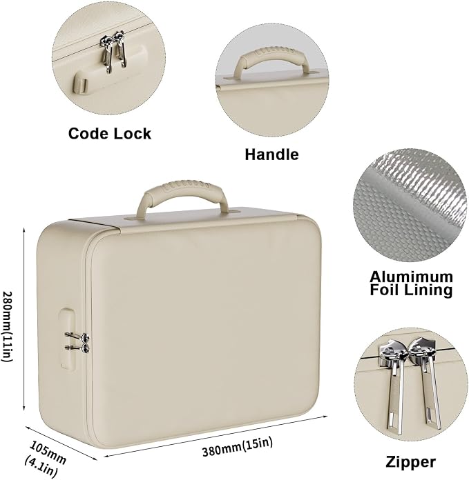 DocSafe 5200°F Fireproof Document Organizer Box with Lock, Beige (Soft) | Heat Insulated 8 Layers File Storage Bag,Water-Resistant Zipper,Home Office Travel Safe,Protects Important Documents,Laptop - Image 7