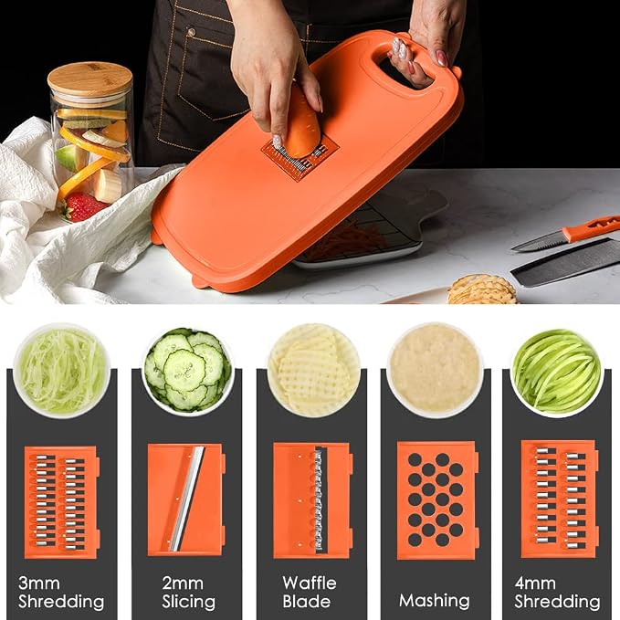 Gintan Camping Cutting Board, 9-in-1 Collapsible Chopping Board with Colander, Kitchen Vegetable Washing Basket for Camping, Camping Gifts Camping Accessories for RV Campers (orange) - Image 7